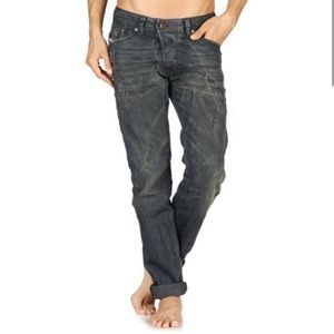 DIESEL Darron Regular Slim Tapered Jeans Wash 0803S Gray Black Distressed 30/30